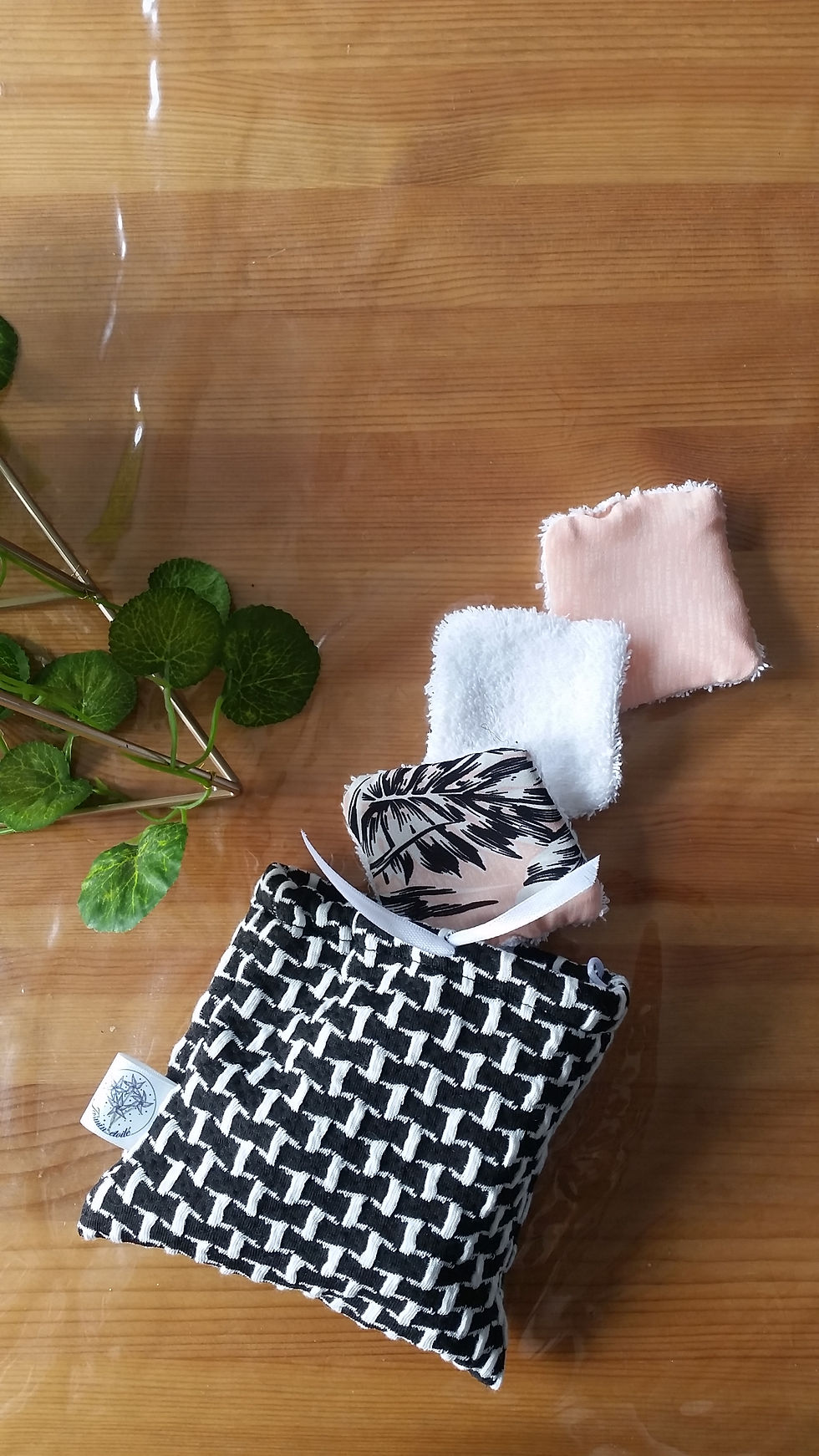 Miniature : Cotons lavables - Feuillage rose
