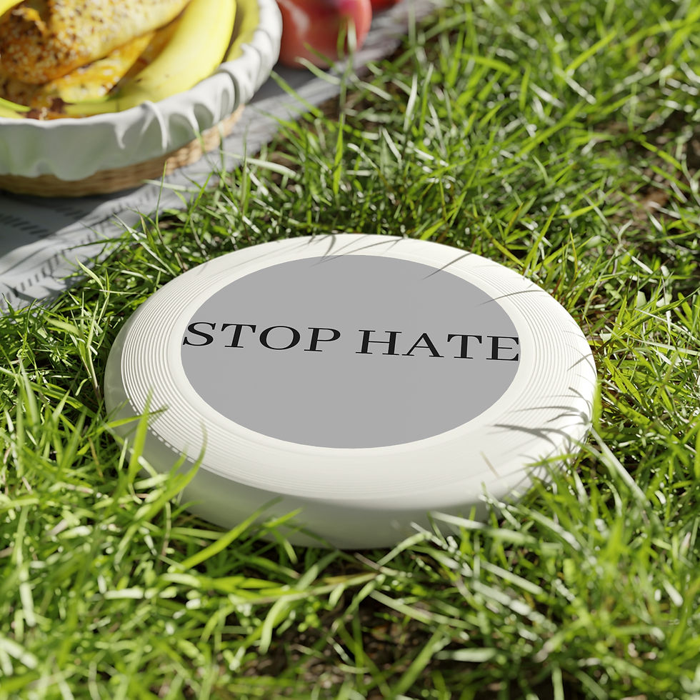 Thumbnail: Frisbee with 'Stop Hate' Message - Fun Outdoor Game for Activism & Unity