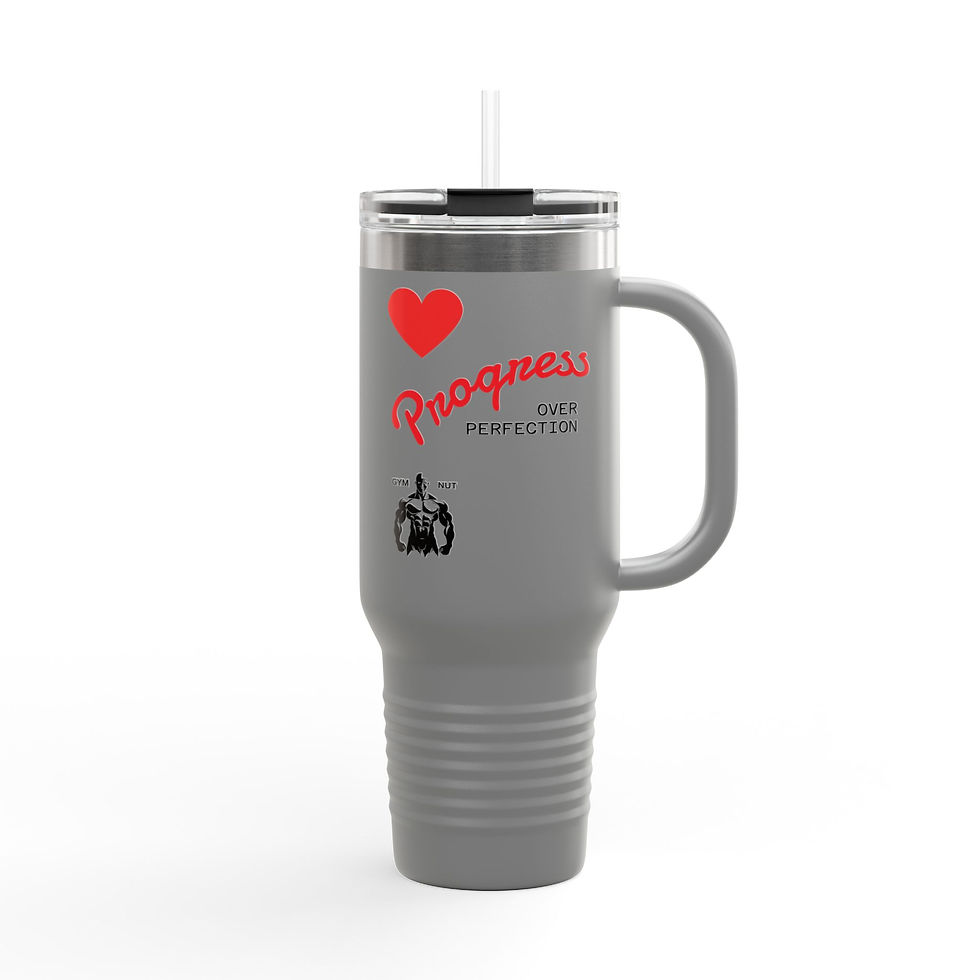 Miniatura: King & Queen Fitness Insulated Travel Mug — Progress Over Perfection (40oz)