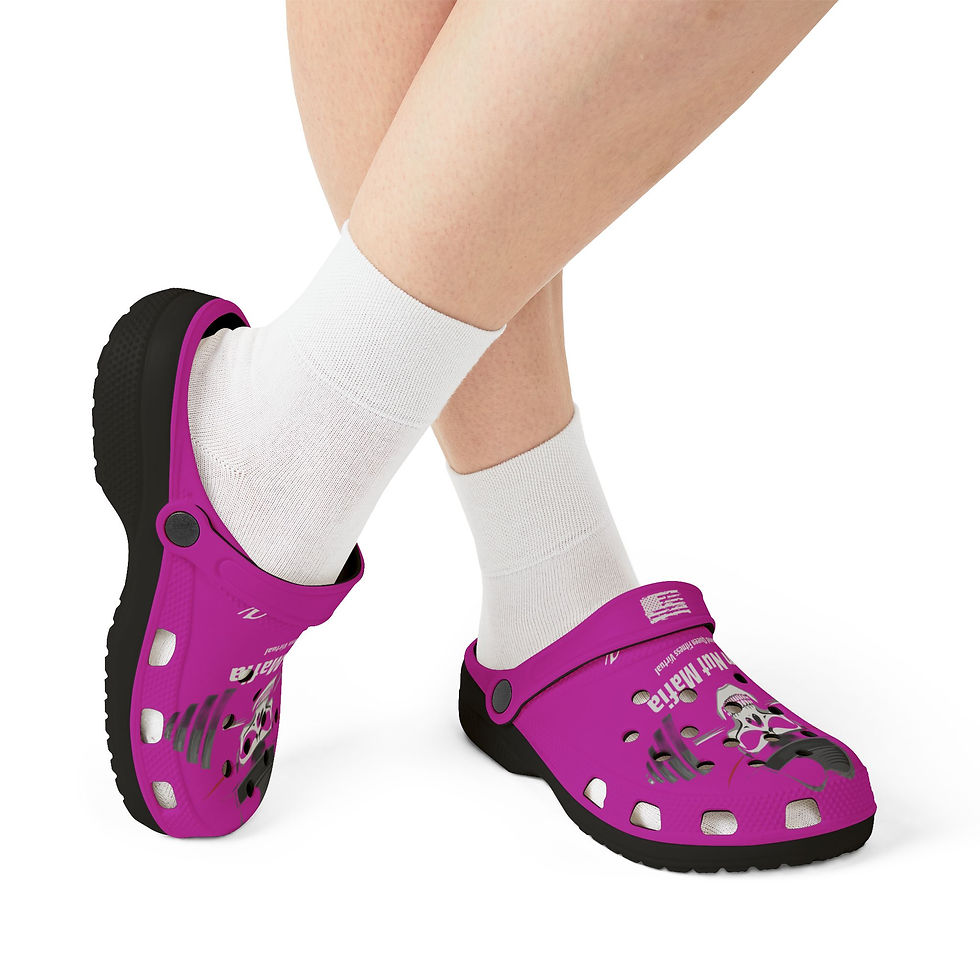 Thumbnail: Gym Nut Mafia Pink Skull EVA Clogs