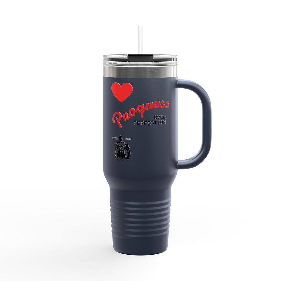 Thumbnail: King & Queen Fitness Insulated Travel Mug — Progress Over Perfection (40oz)