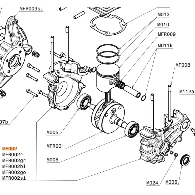 MF002 Engine carter block, Ergal 7075, orange