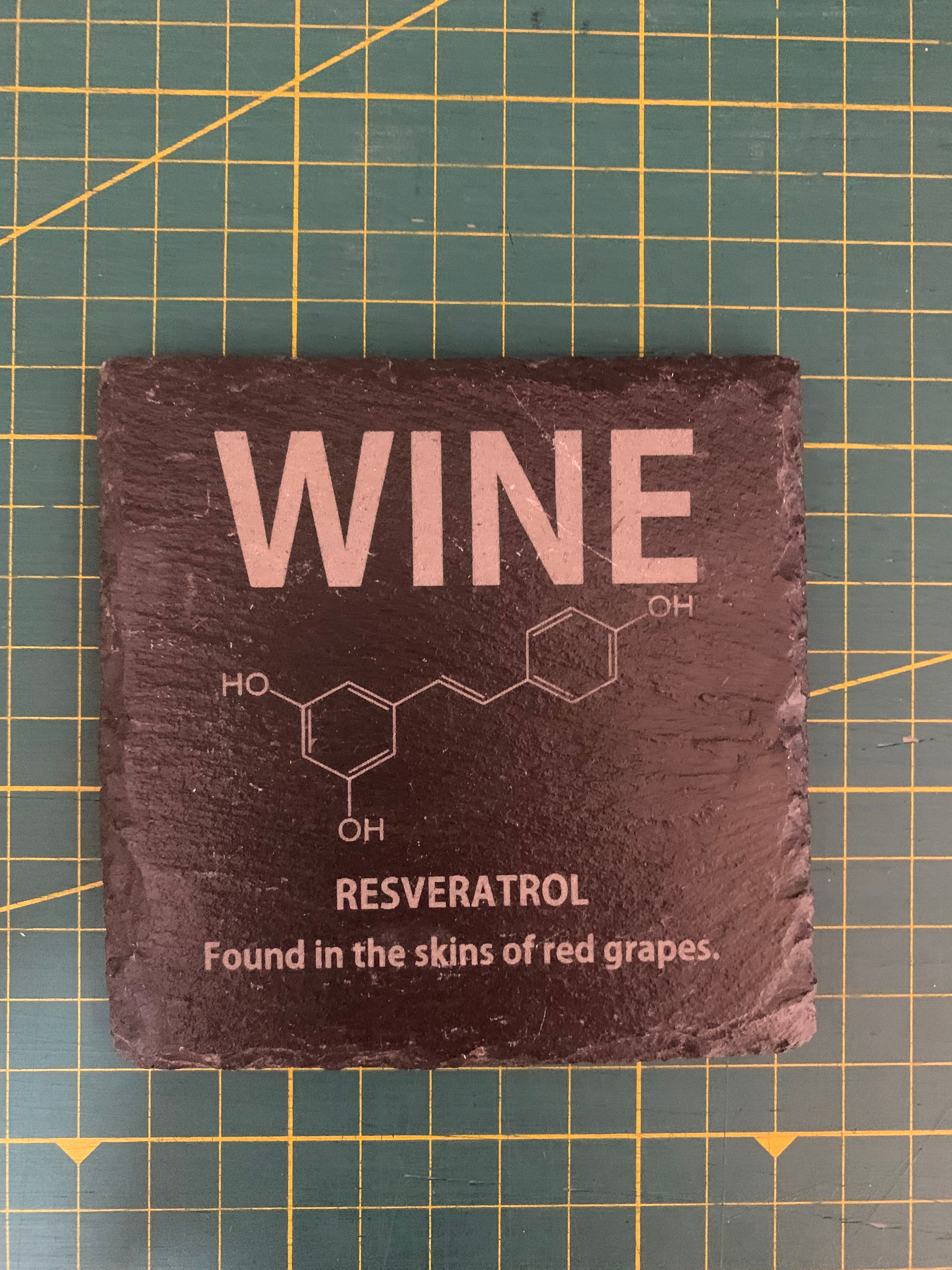 Slate Coaster with Wine and Resveratrol Design