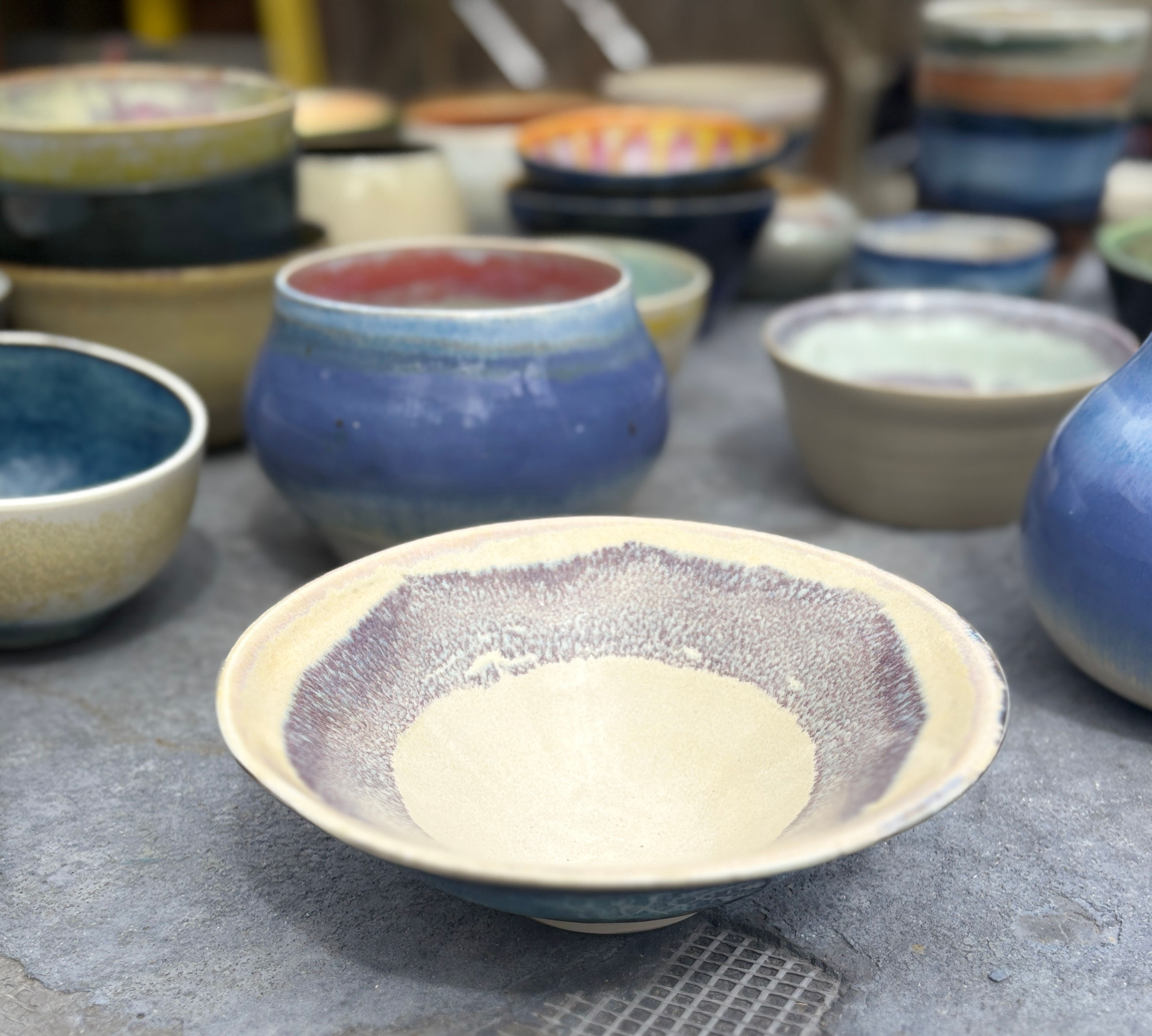 Peach, Purple and Blue Bowl