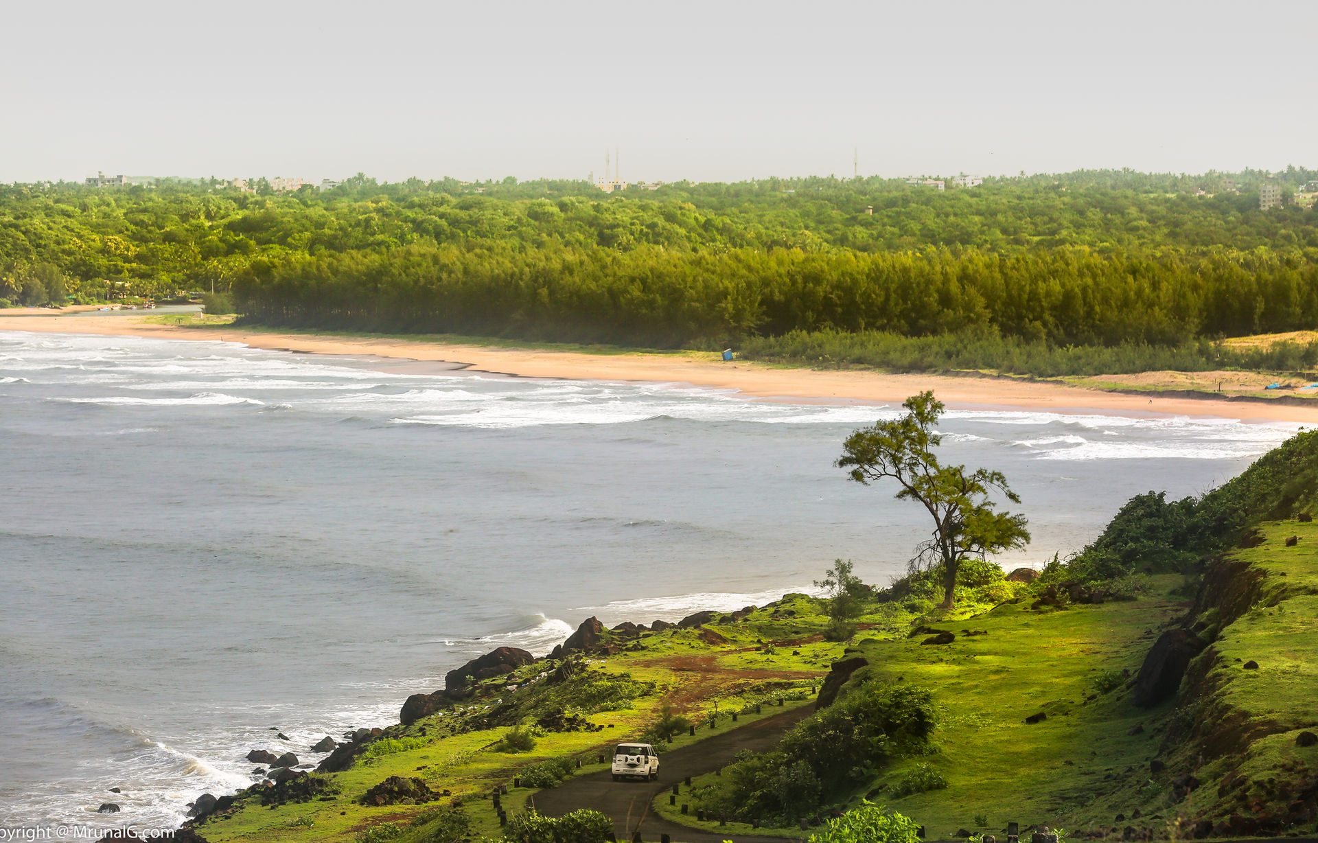 The scenic coastal route from the Kunkeshwar temple to Devgad