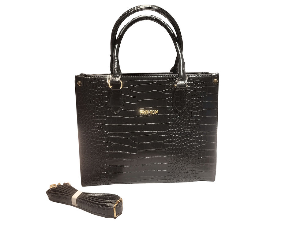 Tasche 164 vegan schwarz mit Krokoprägung Vorderansicht