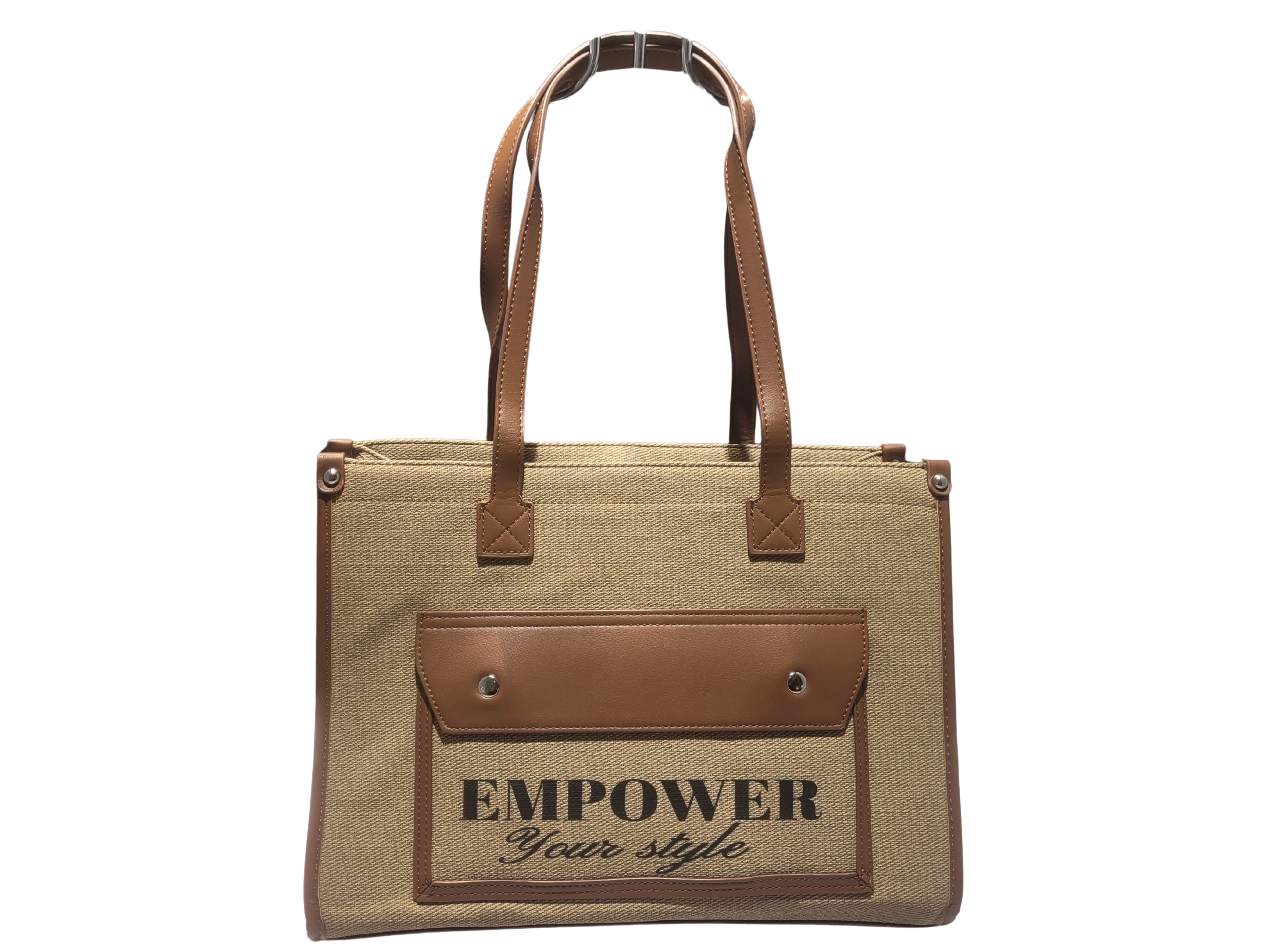 Tasche 168 vegan beige braun Print Vorderansicht