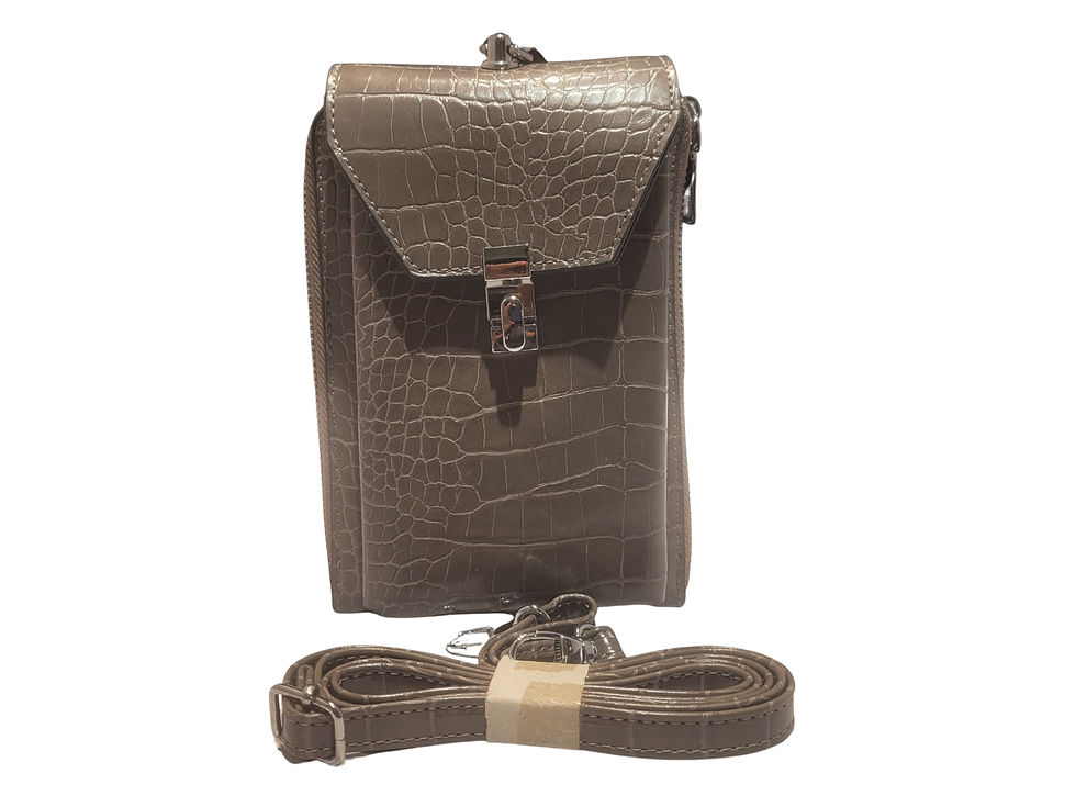 Tasche 156 Crossbody Krokoprägung mausgrau Vorderansicht