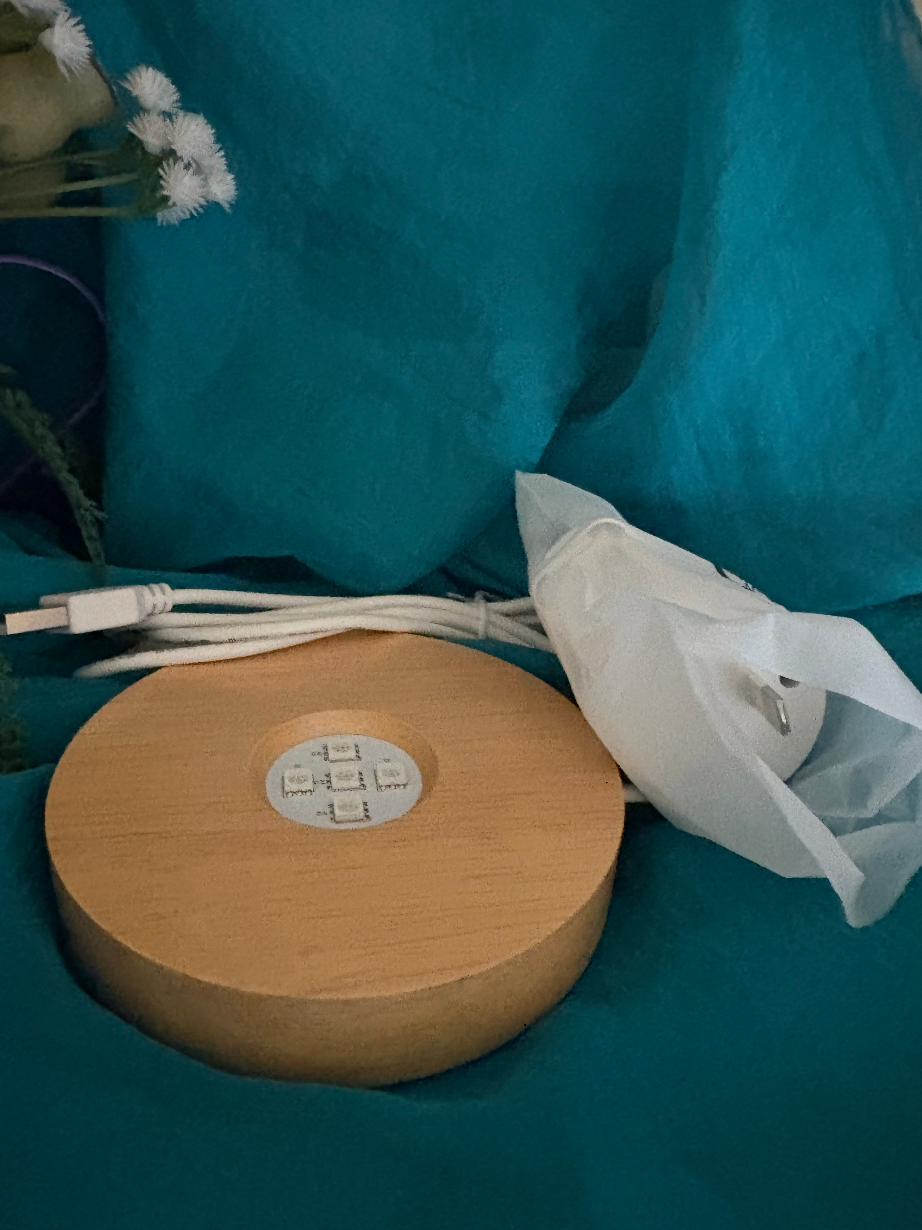 LED electrical cord wooden base light