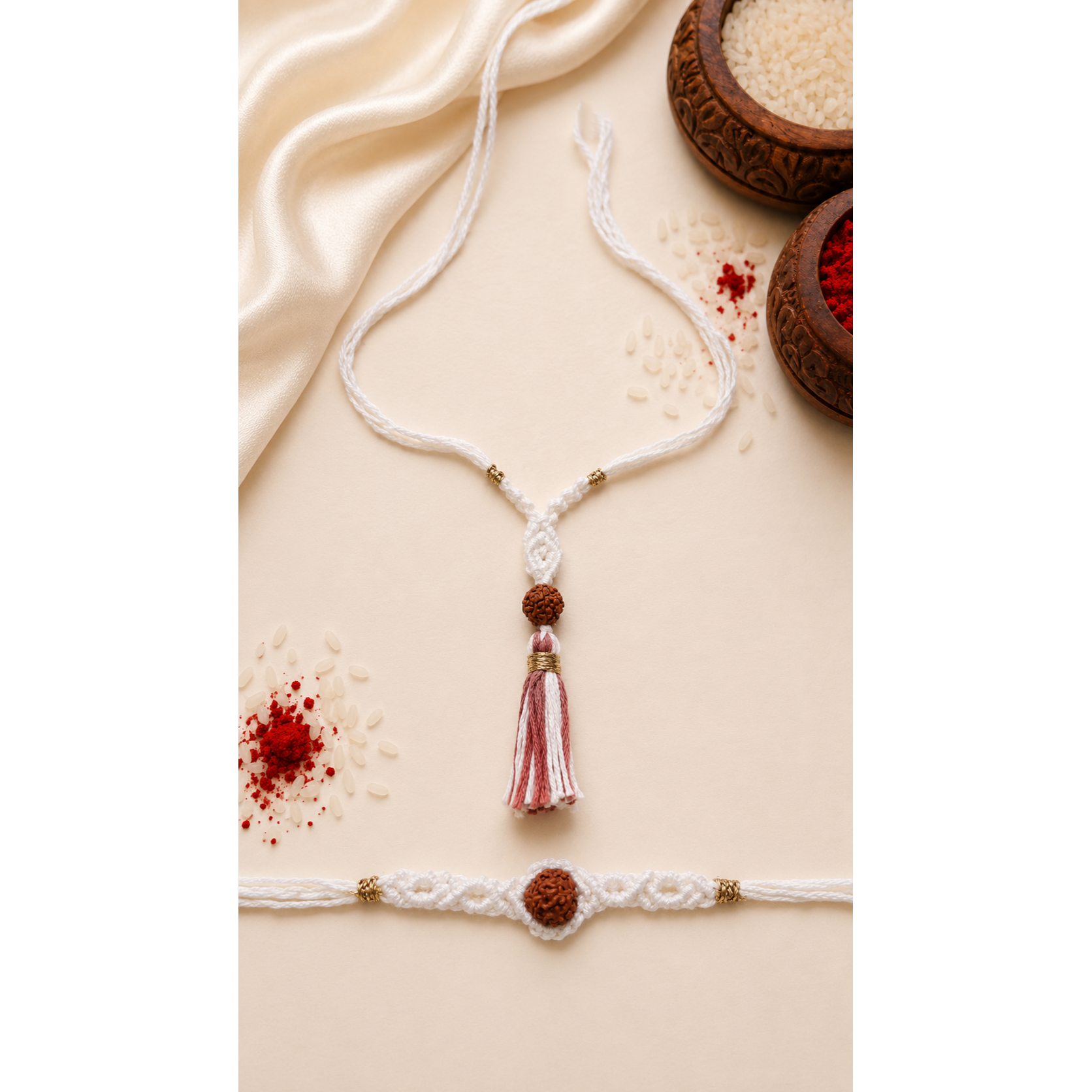 Rudrax rakhi in white
