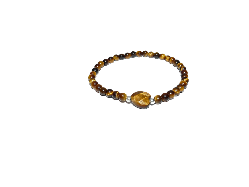 Tigers Eye beaded necklace with heart focal bead