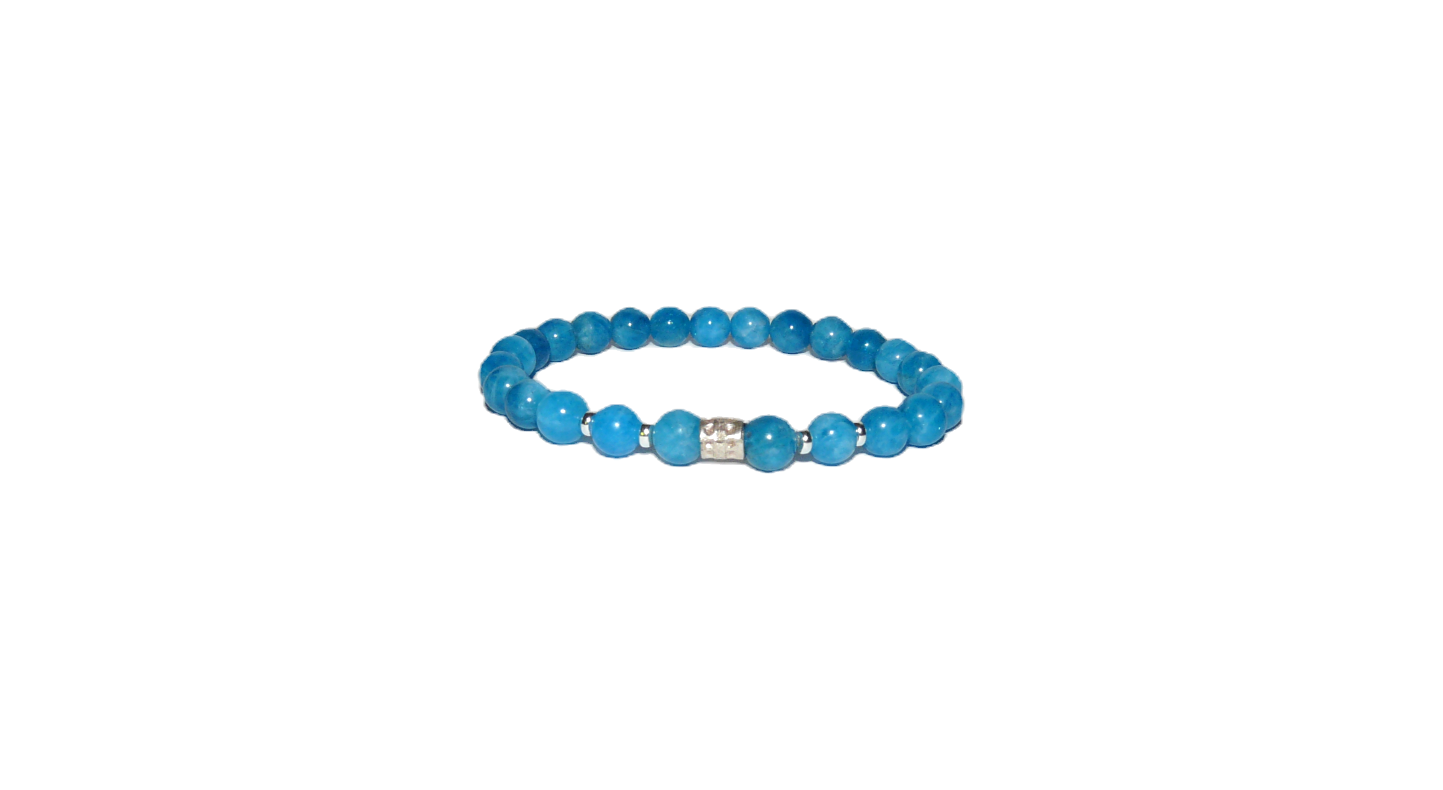 Neon Apatite and Sterling Silver Throat Chakra bracelet