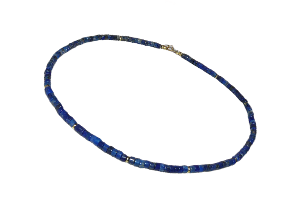 Lapis Lazuli and gold beaded necklace