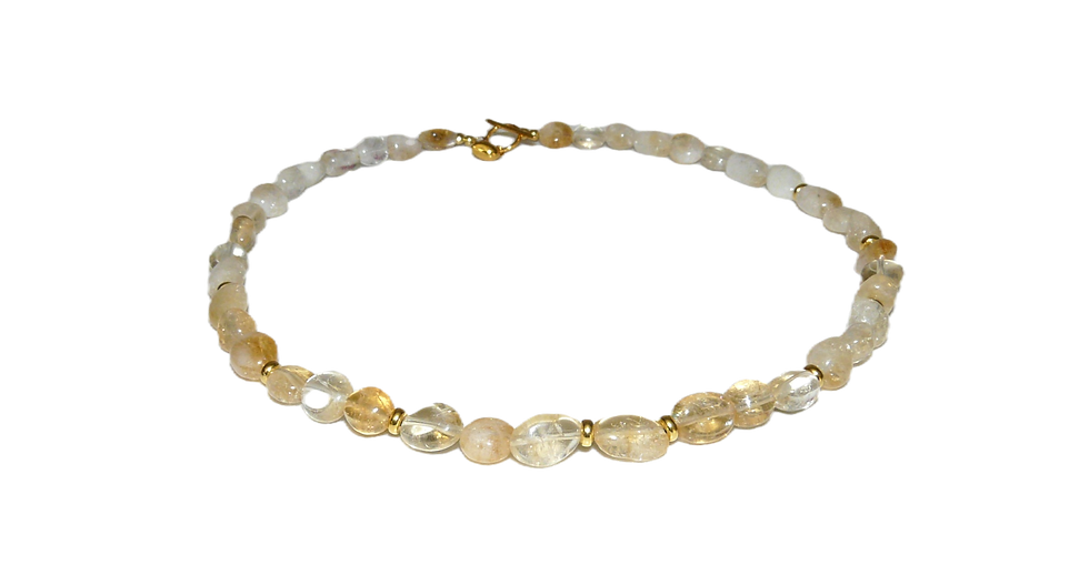 Citrine and gold beads chunky necklace 