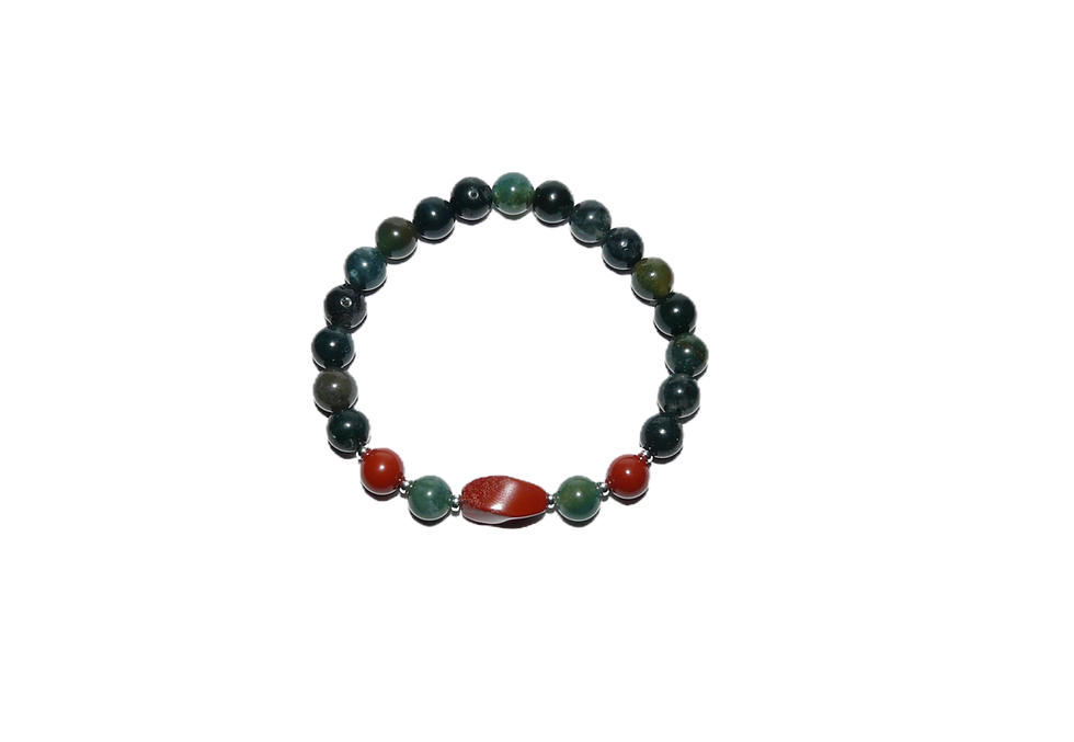 Moss Agate and Red Jasper beaded bracelet