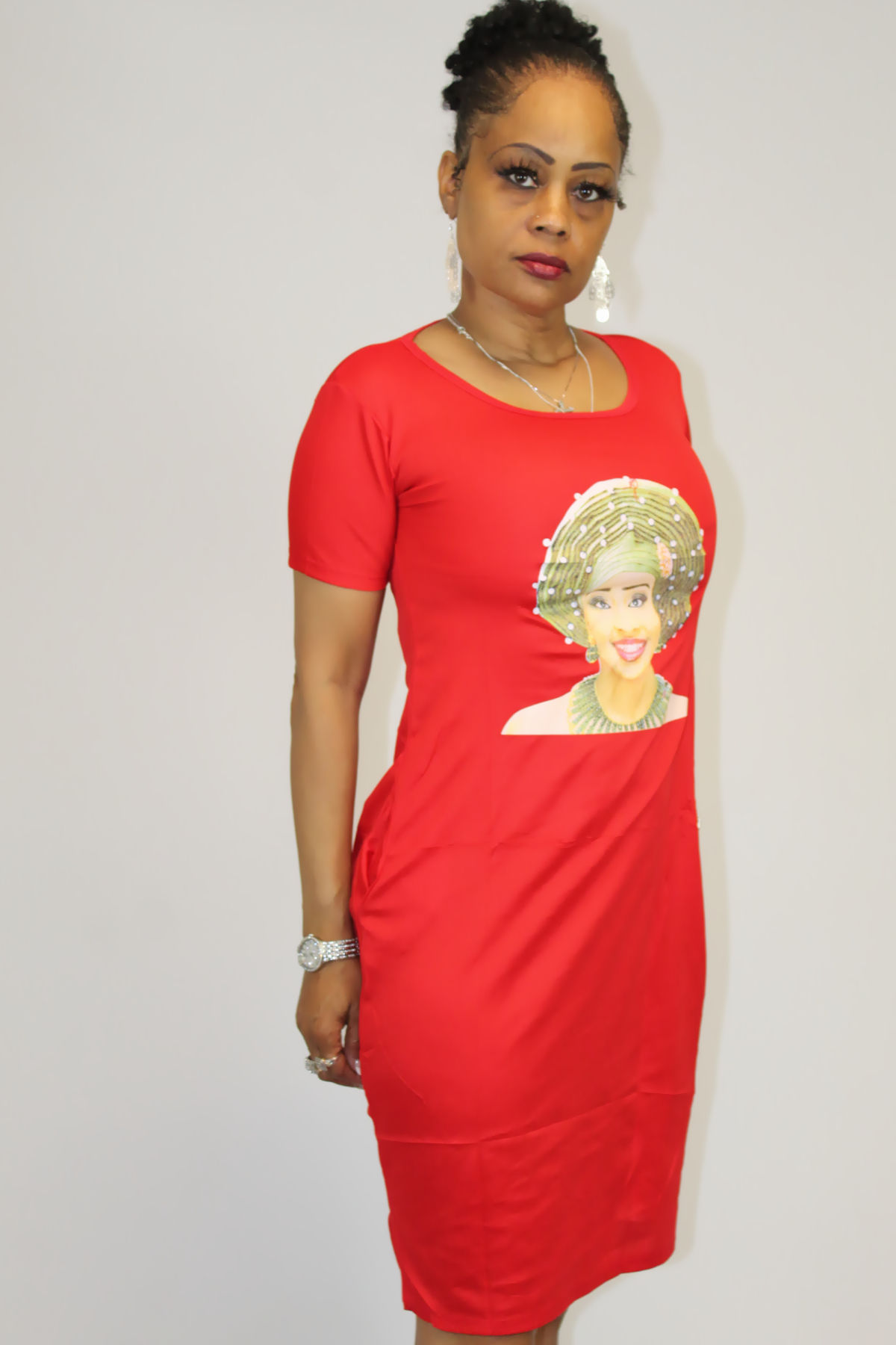 Red Graphic Dress