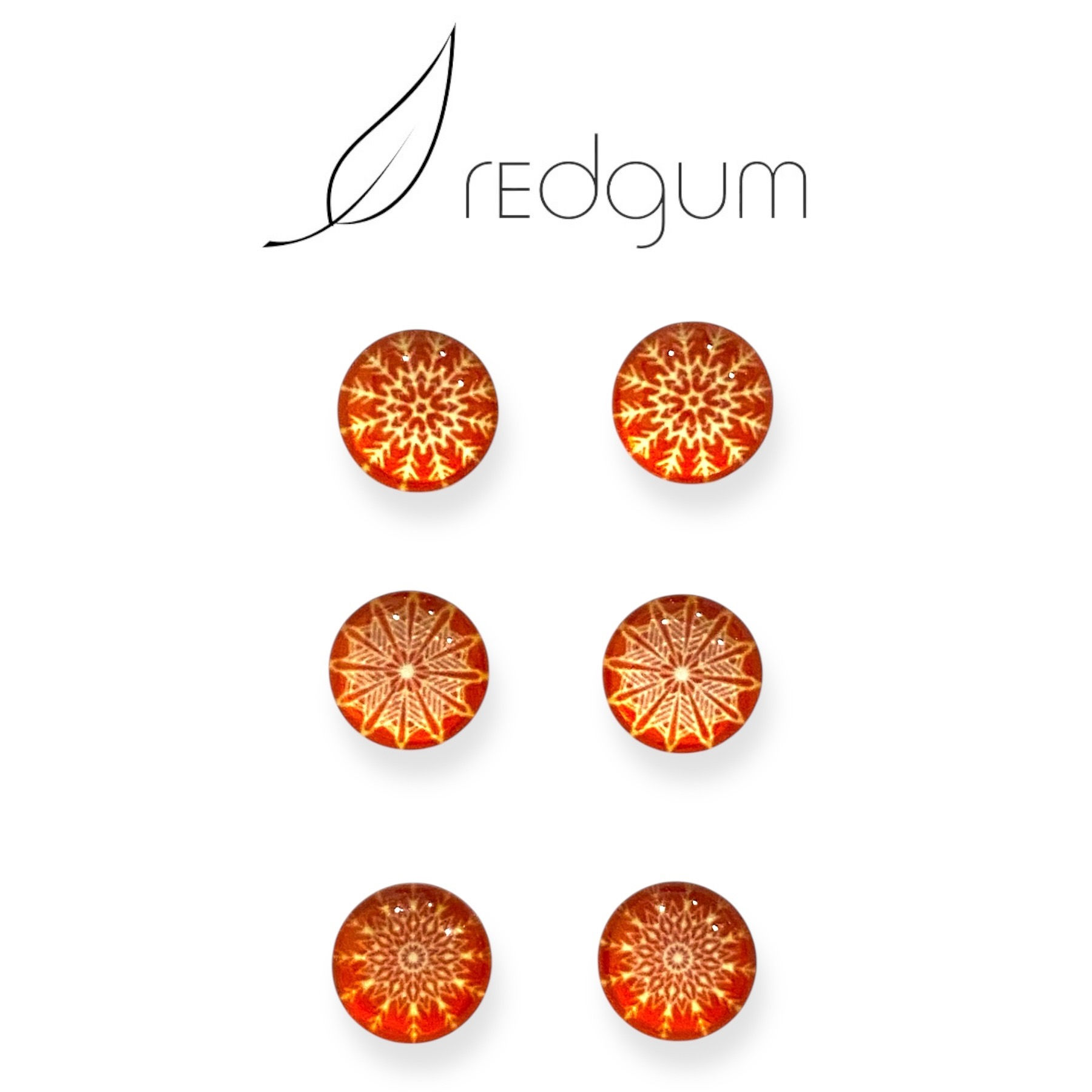 Red snowflake studs 