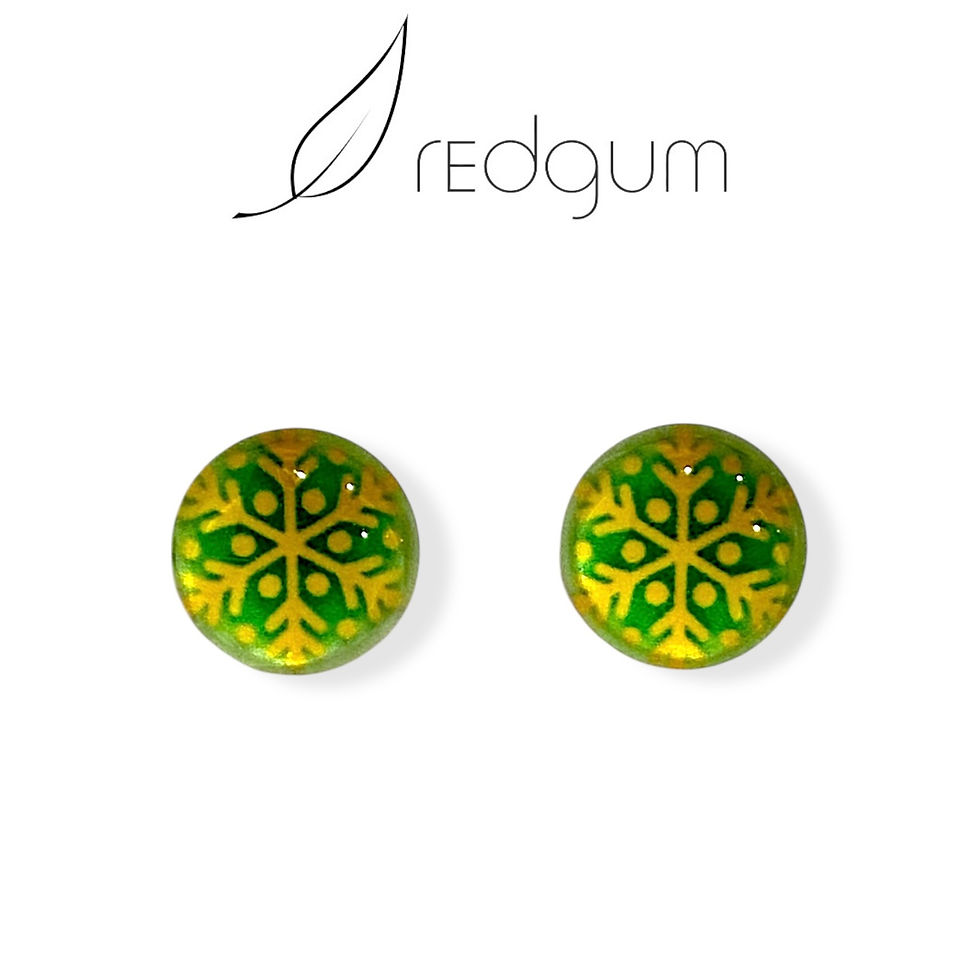 Thumbnail: Studs - green snowflakes 