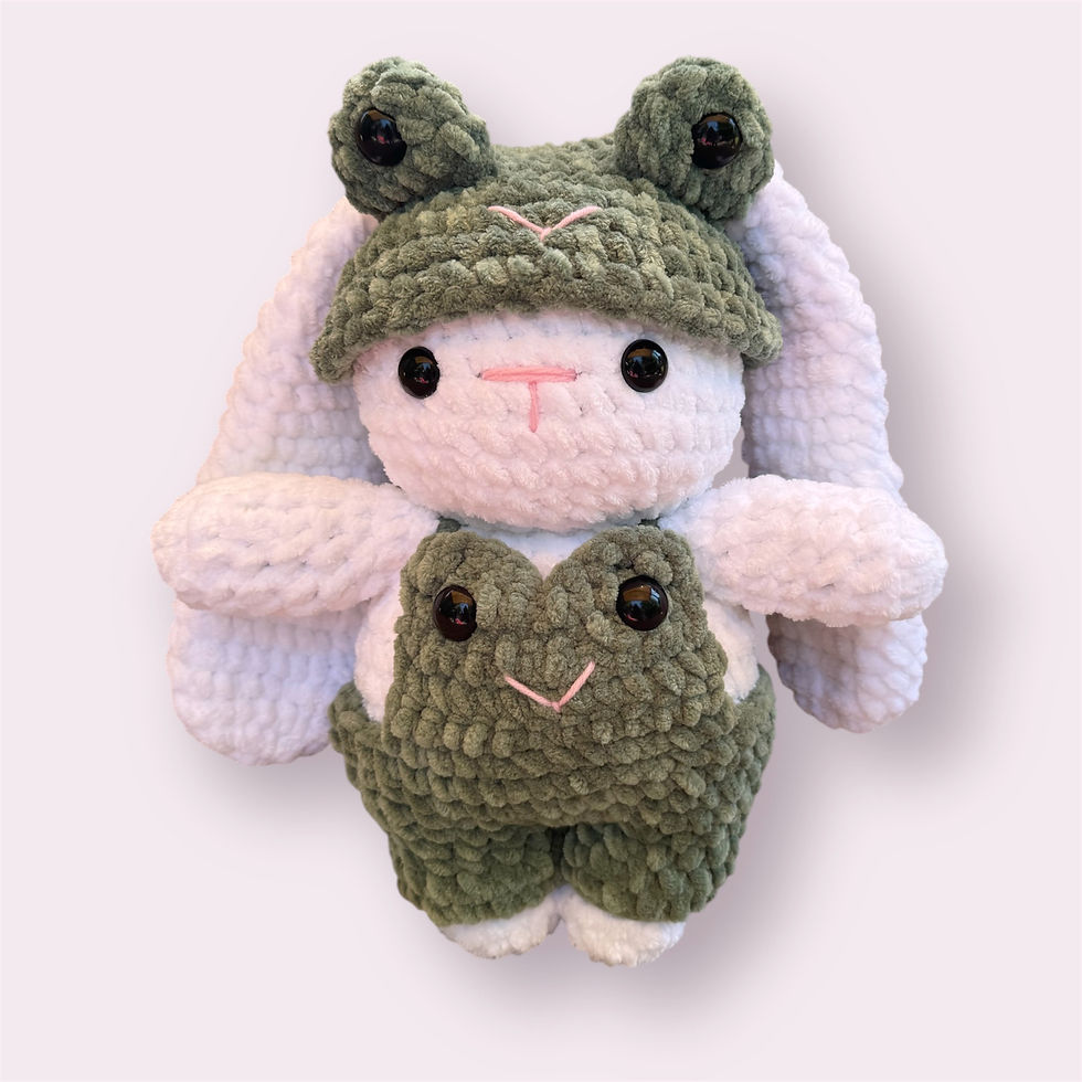 Thumbnail: Handmade Bunny Plush in Frog Outfit