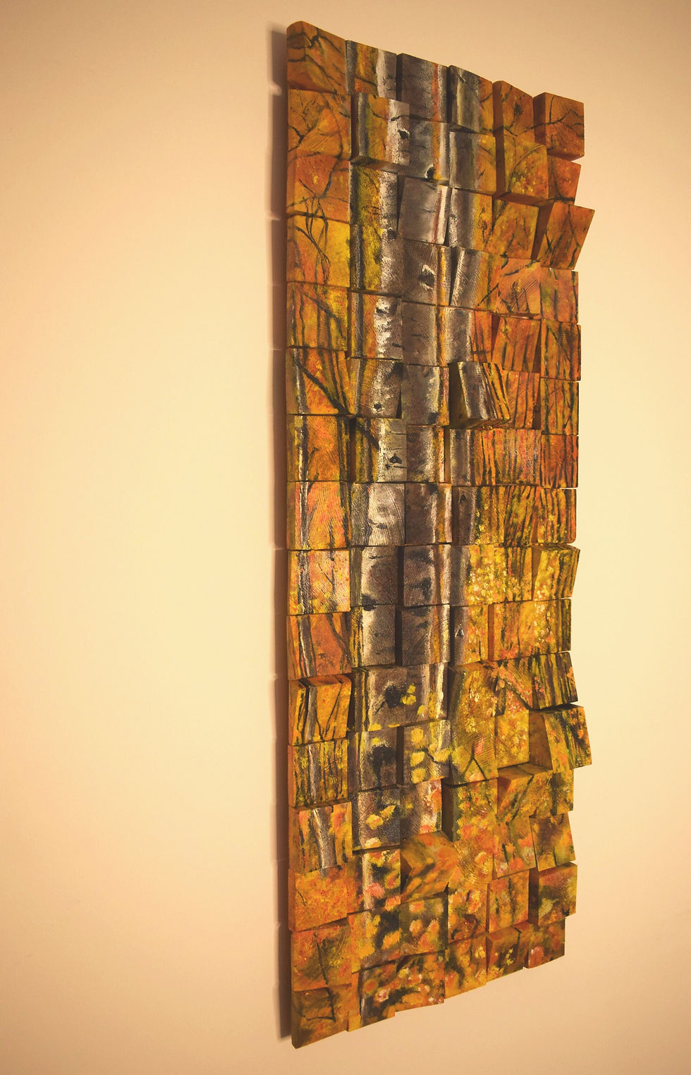 Thumbnail: A modern 3D wood sculpture, a unique  Wood Wall art presenting the forest, made by small wooden pieces from the Dreamodelers.