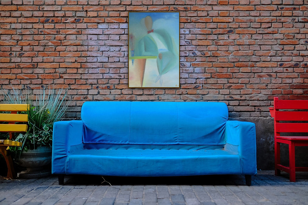 Thumbnail: Original painting on canvas : Man in Green Painting. It’s an oil painting on canvas showing a man sitting  in green attire.