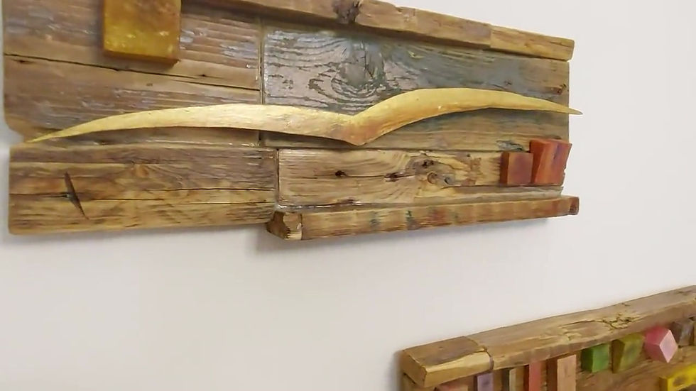 Thumbnail: Beach wooden wall art, Flying. A rustic 3d wood sculpture, a handmade  Wall Art, made by wood collected near the sea.