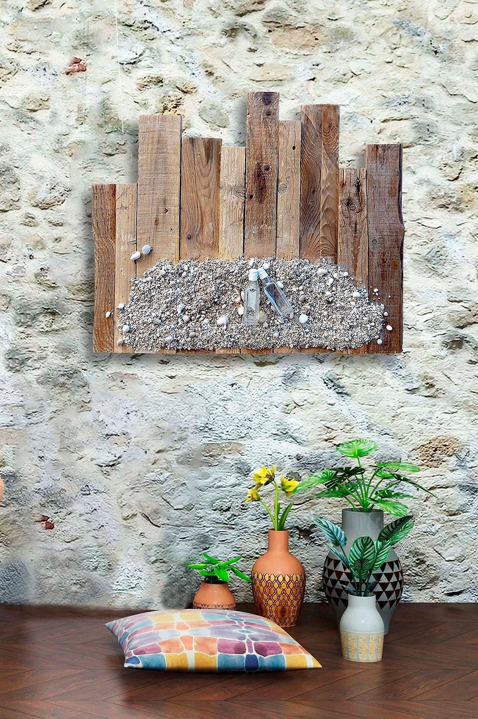 Thumbnail: Reclaimed wooden wall art, A day on the beach. A rustic 3D wood sculpture, a handmade Wood Wall Art, made with reclaimed wood