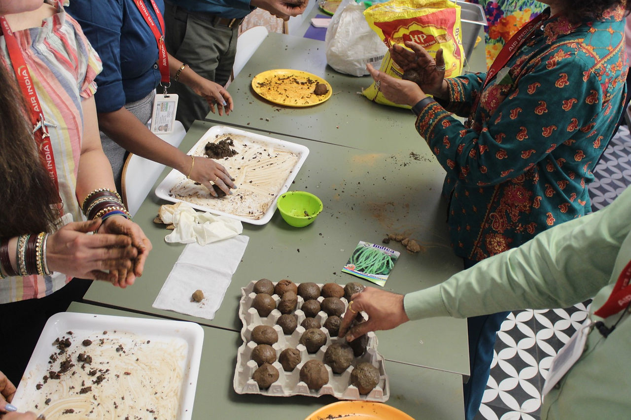 Preparing seed balls Environment day at Air India Office Gurgaon, Health Volunteers
