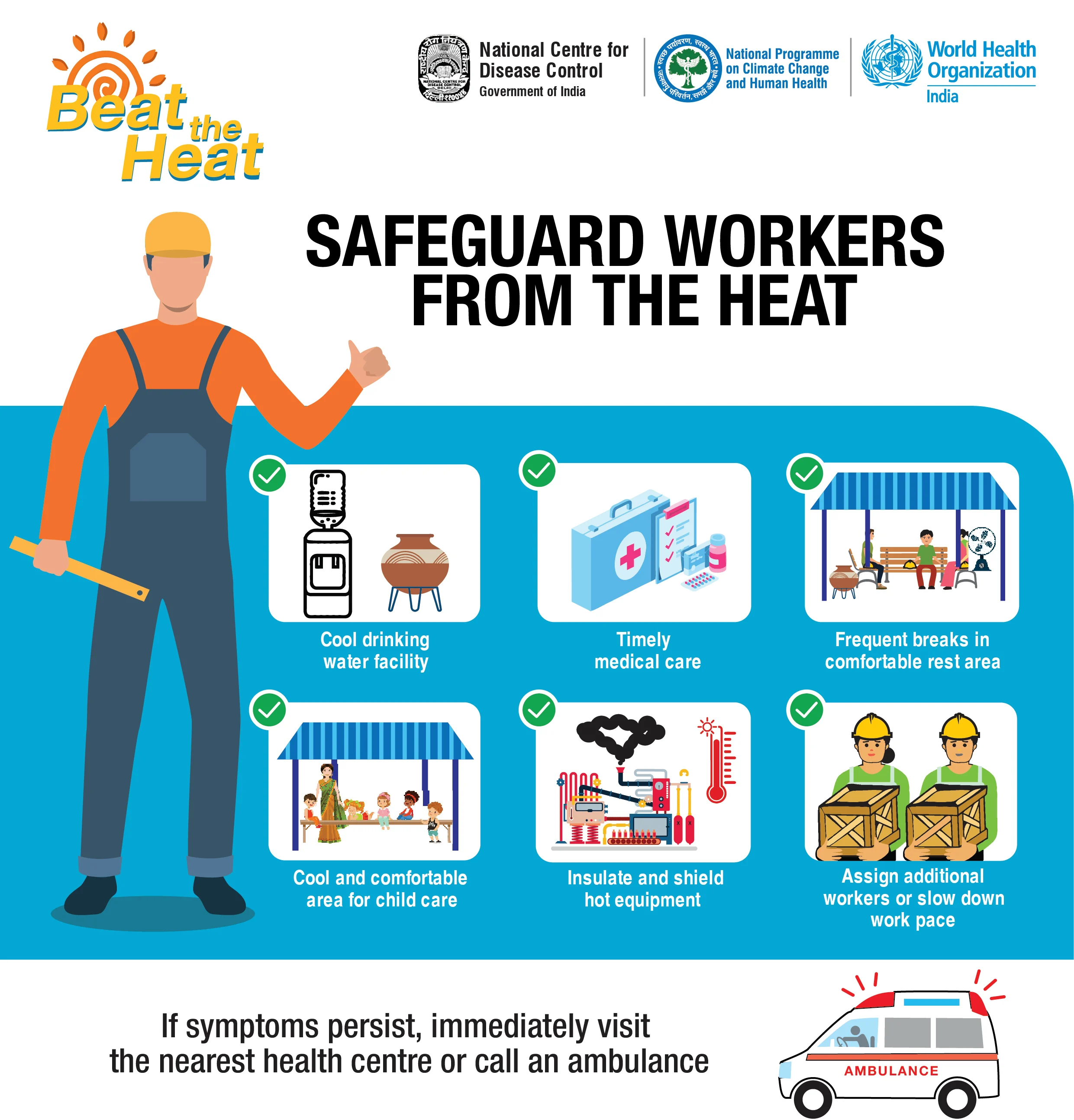 poster for safeguarding workers during heat