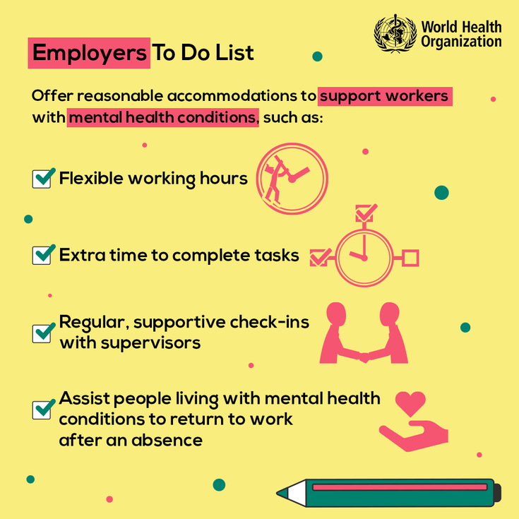 Employers to do list for Mental Health, Health volunteers