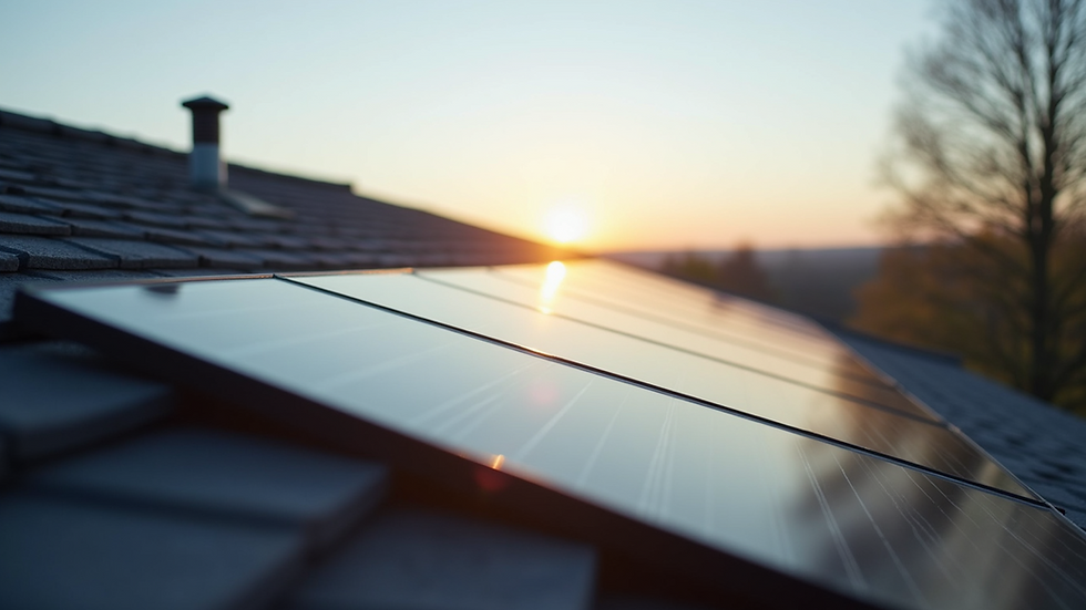 Eye-level view of solar panels on a residential roof