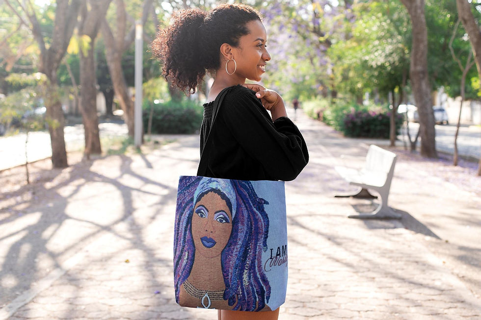Thumbnail: I Am Worthy Woven Tote Bag