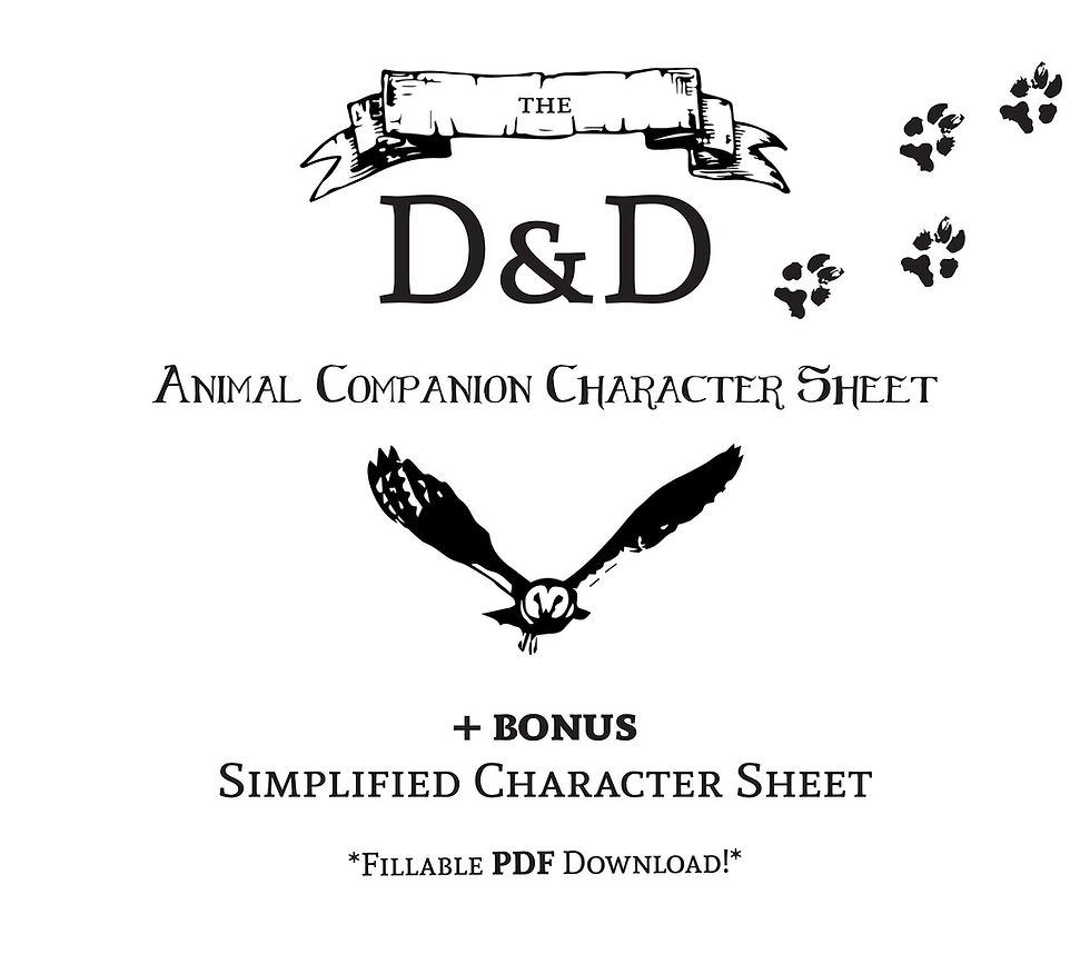Thumbnail: D&D Animal Companion Character Sheet *PDF DOWNLOAD* Fillable