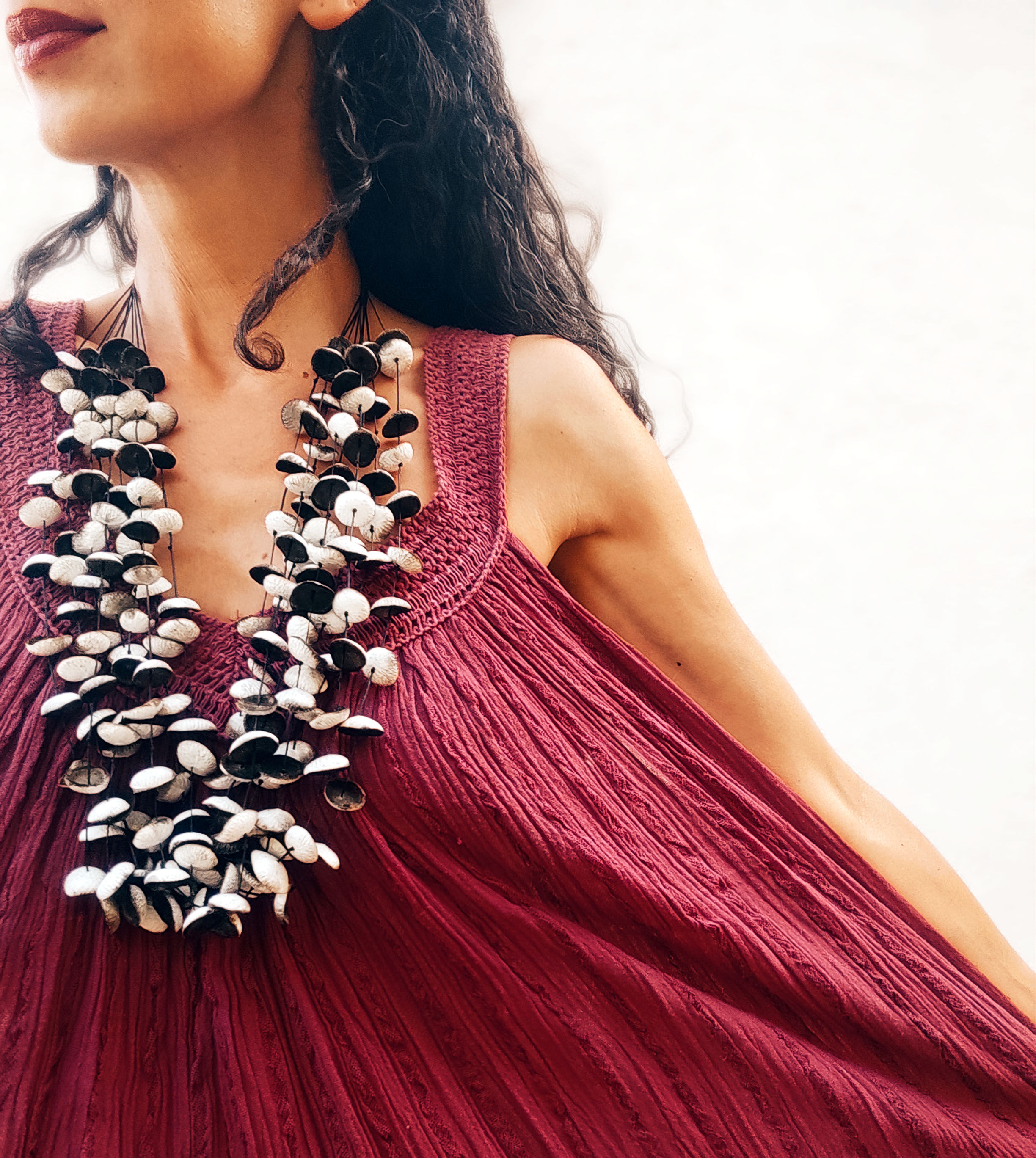 Flowers Leather Necklace ( art jewelry)