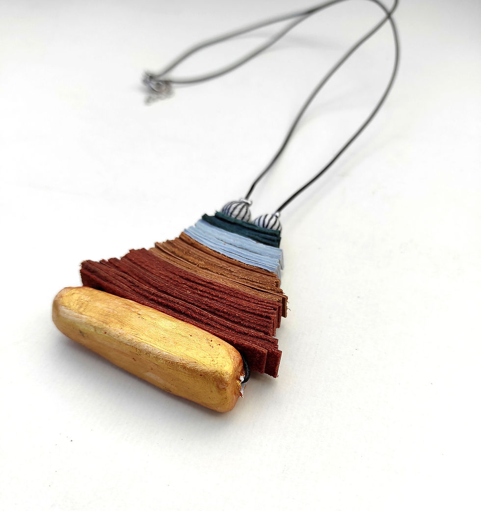 Thumbnail: Leather & Painted Ceramic Necklace