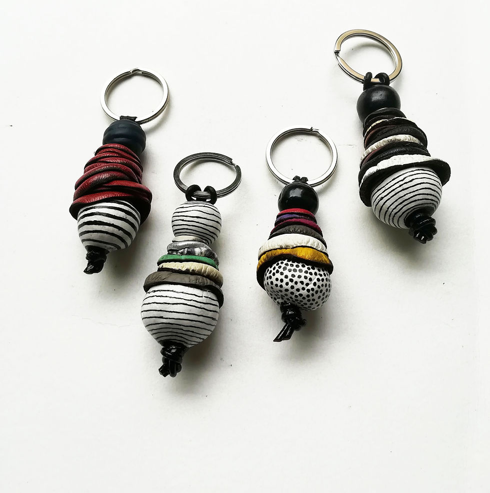 Μικρογραφία: Χειροποίητο μπρελόκ από πηλό και δέρμα