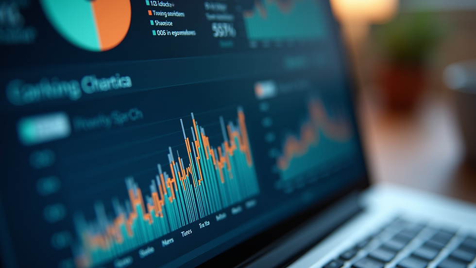 Close-up view of a laptop screen showing ESG data analytics dashboard