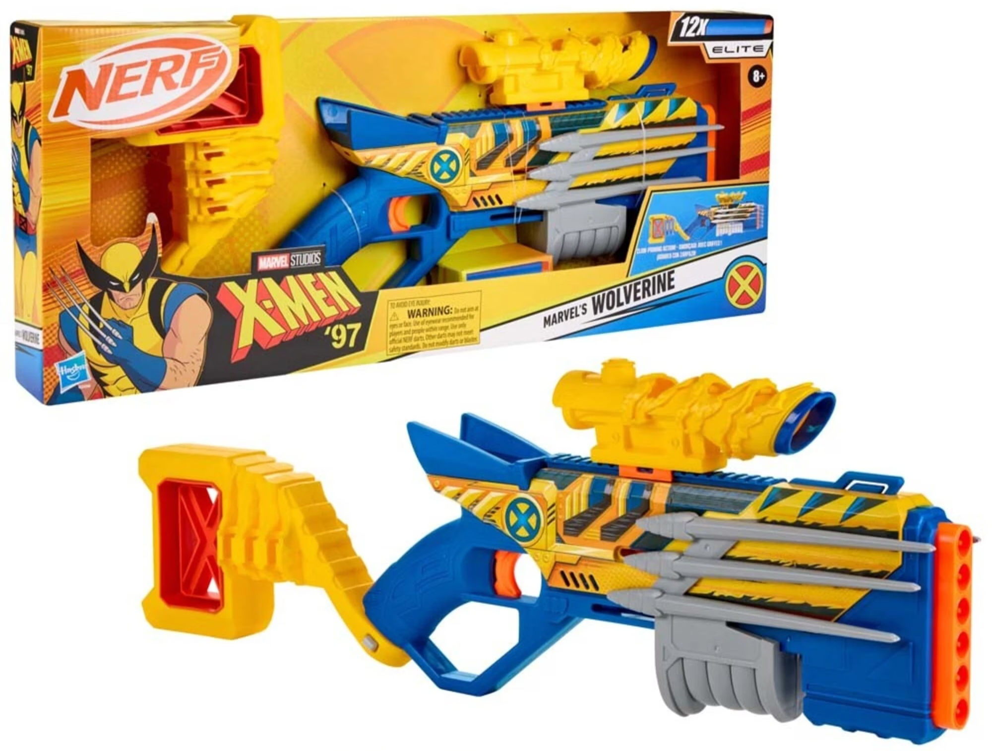 NERF Marvel Wolverine Blaster with Scope & 12 Elite Darts