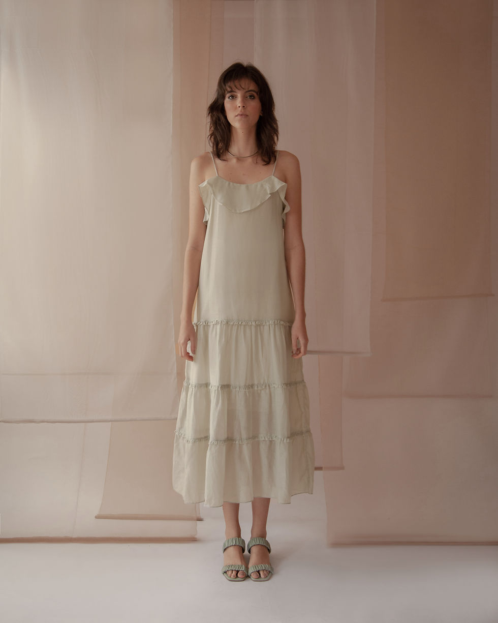 Miniatura: Vestido Acácia - cambraia de algodão com seda