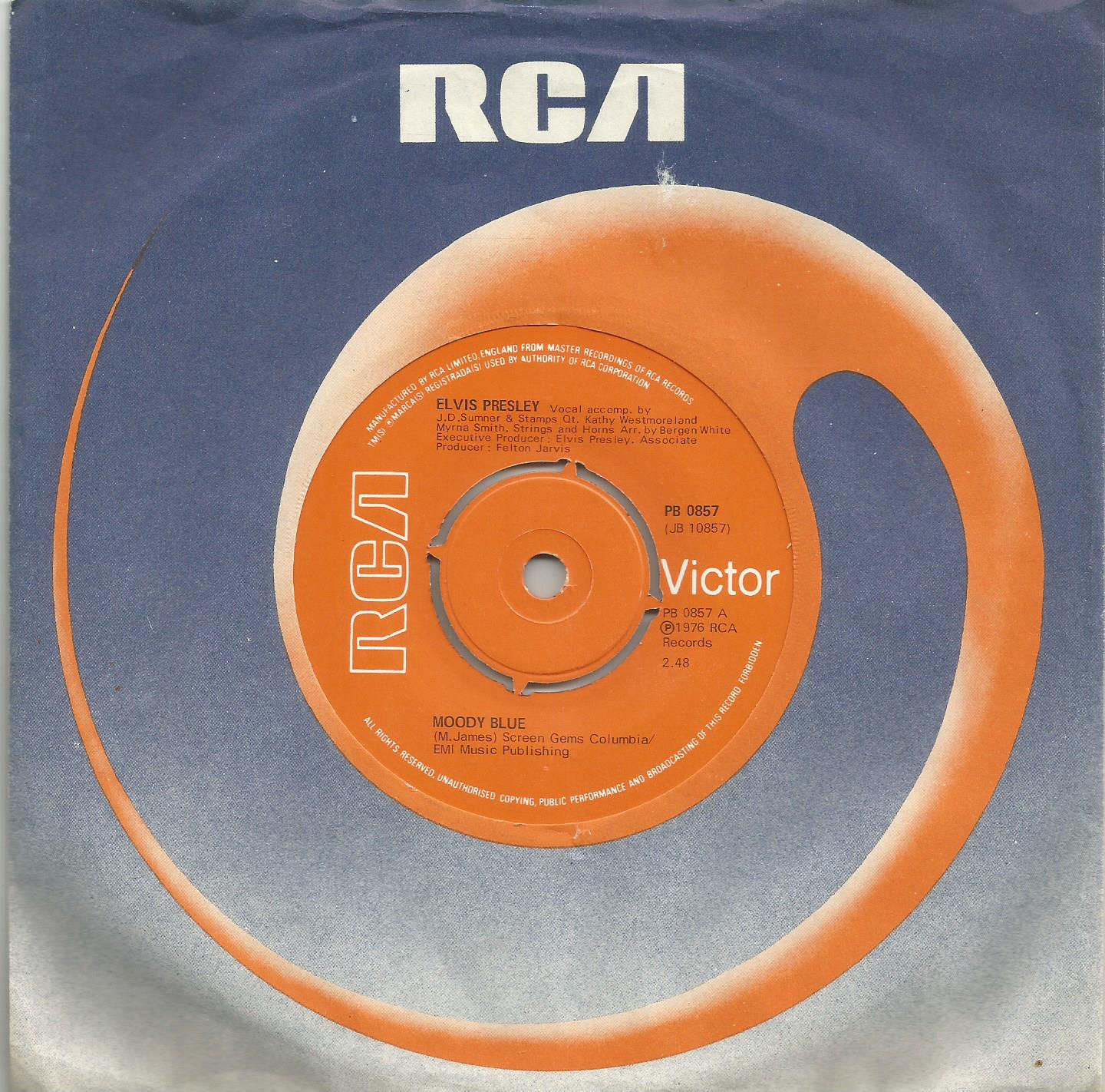 Elvis Presley - Moody Blue original 1976 RCA Victor 7 inch vinyl single