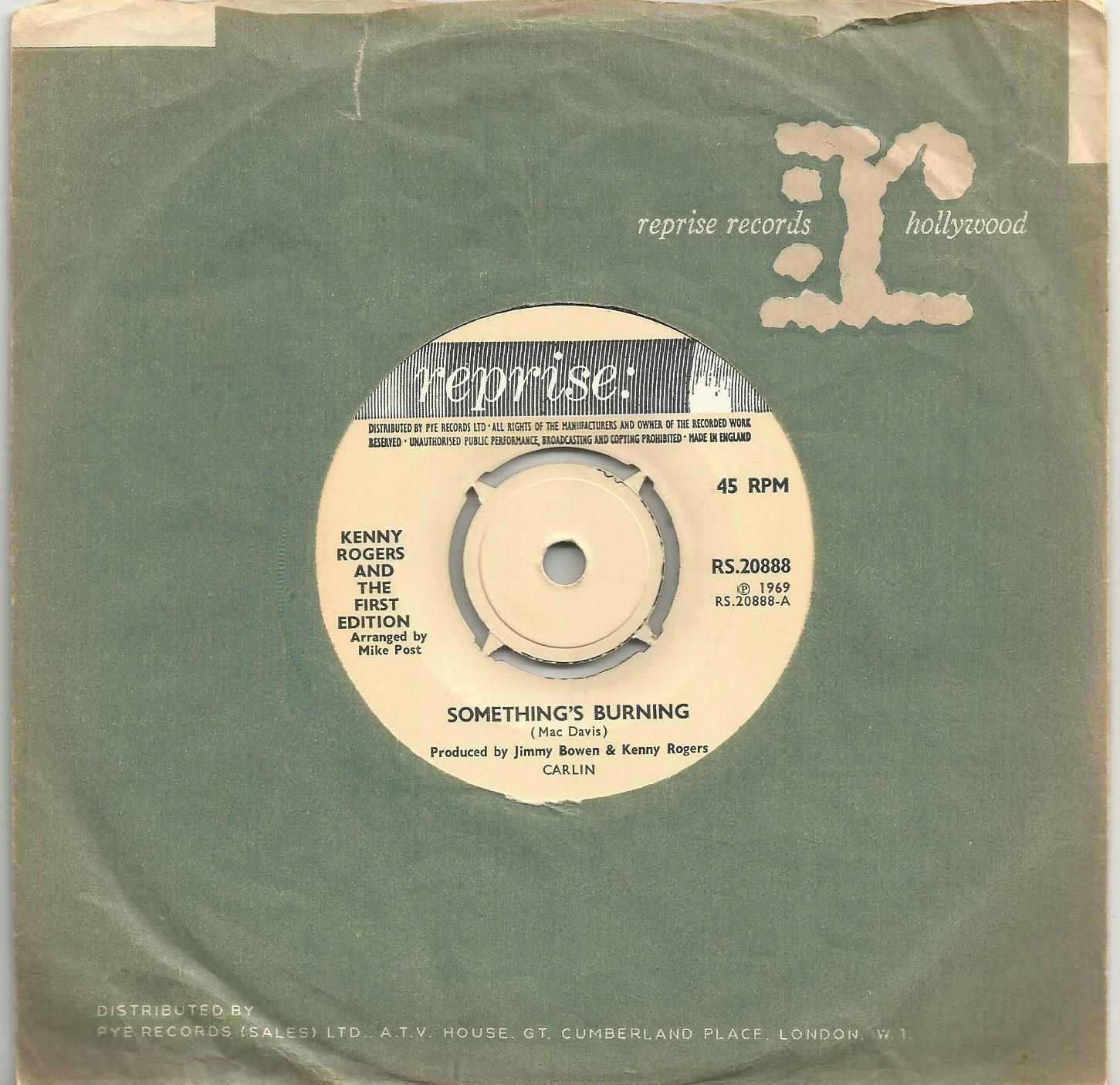 Kenny Rogers And The First Edition - Something's Burning 1969 7inch vinyl single