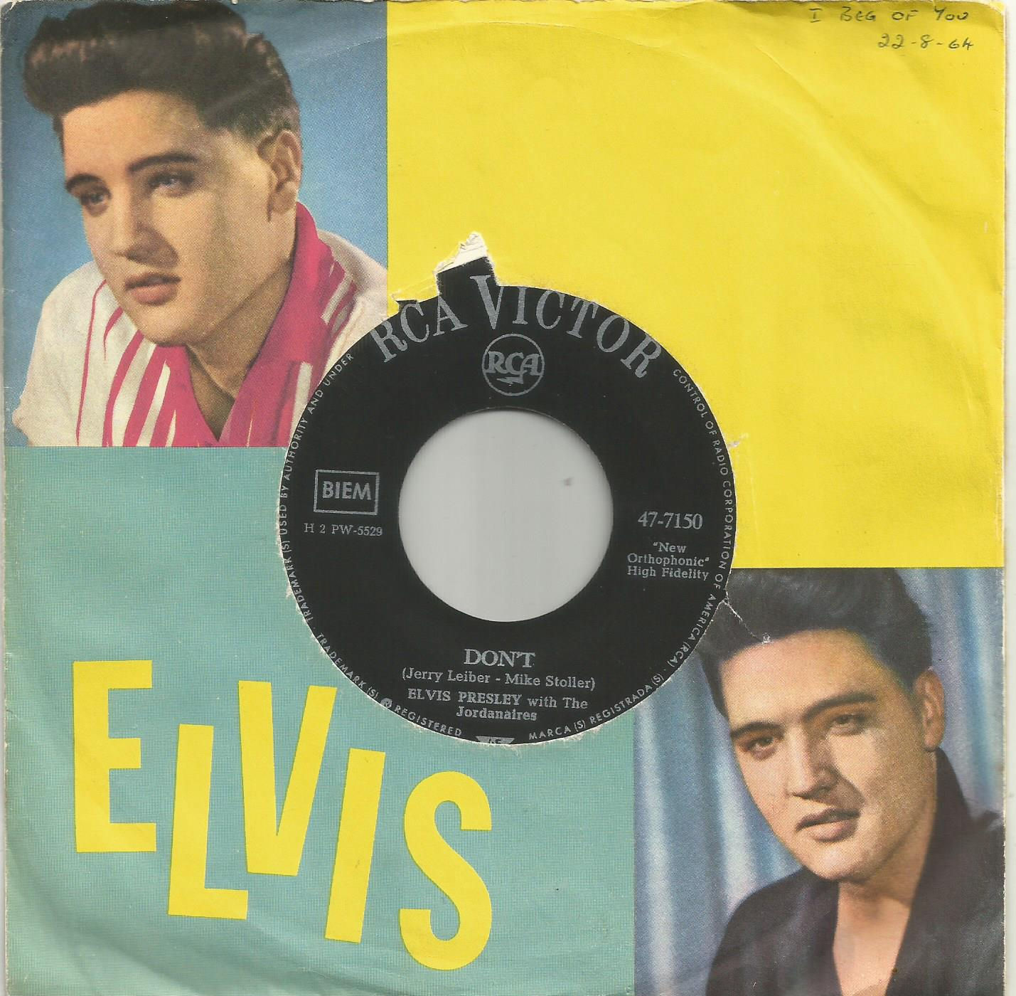 Elvis Presley - Don't German RCA Victor 7 inch vinyl single in Elvis sleeve