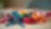Close-up view of colorful customized hair ties arranged neatly on a display table