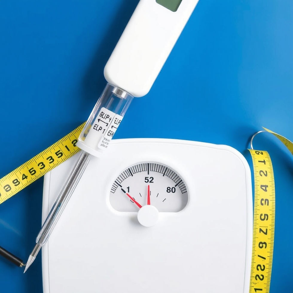 GLP-1 needle and weight scale and tape measurer.jpg