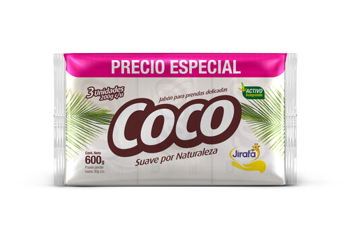 Jabón Barra Coco JIRAFA 200 gr x 3 und