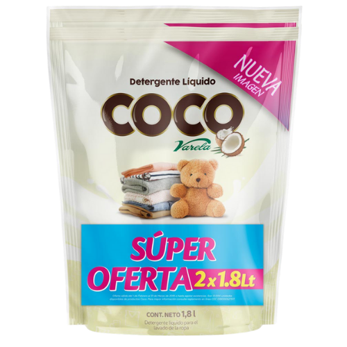 Detergente Liquido Coco VARELA 1.8 Litros x 2 und