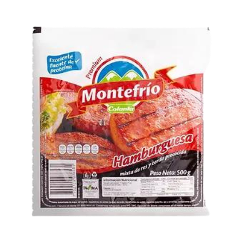Carne Hamburguesa Monte Frió (colanta) x500g.