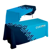 Branded table cover designed to create a polished, professional look at trade shows and events  If you're building out the wh