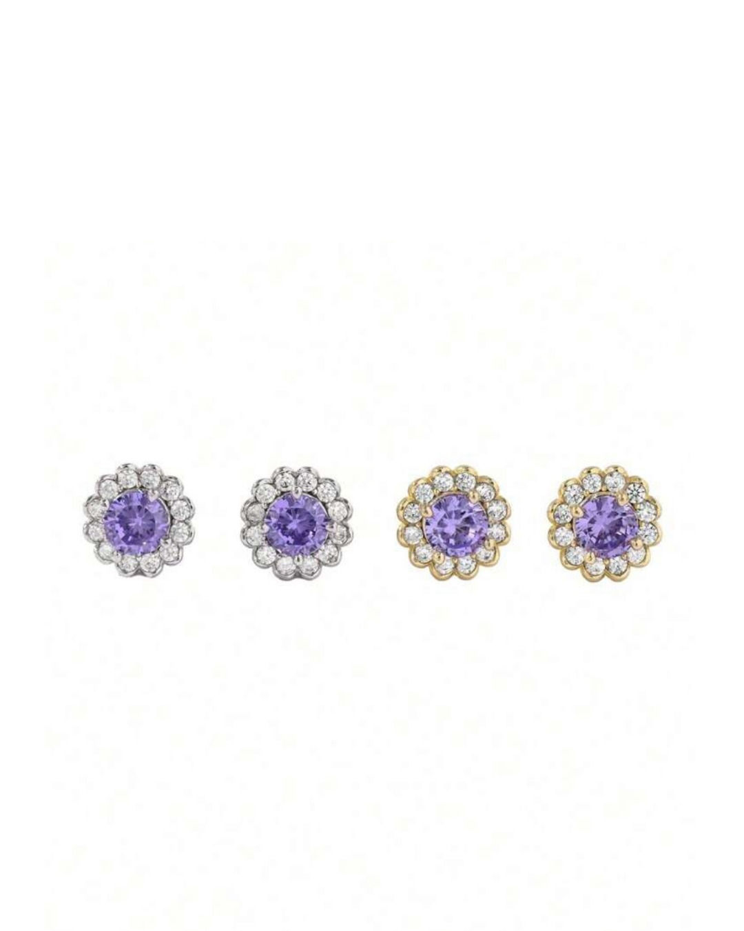 Brincos Amethyst Flower