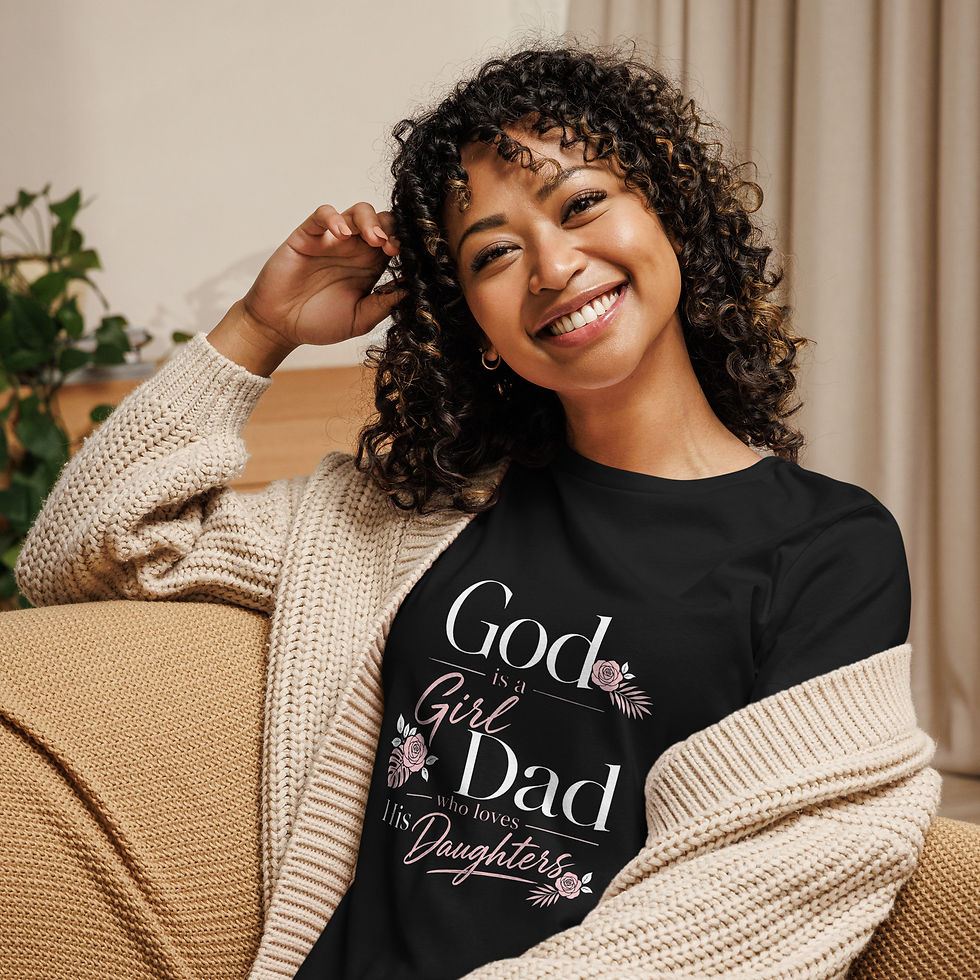 Thumbnail: Light Pink & White Floral Tee (black) | Father's Love Collection